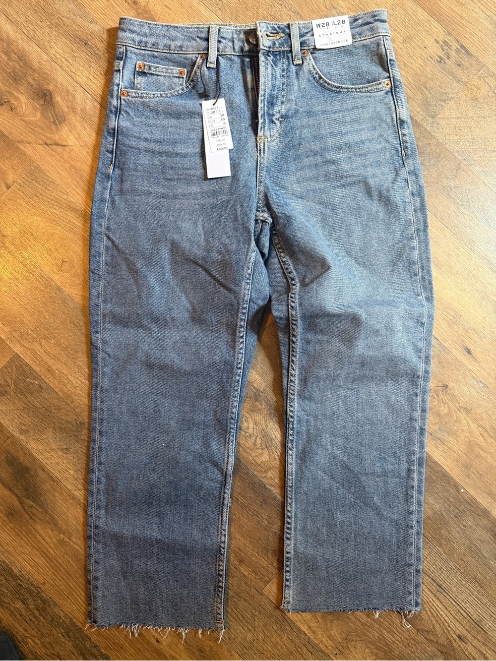 Topshop Straight Jeans in Light Blue NWT W28 L28 Petite